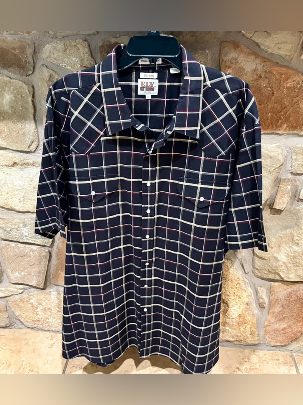 Ely Cattleman Western Shirt Men’s 3X Black Plaid Rockabilly Cowboy Pearl Snaps
